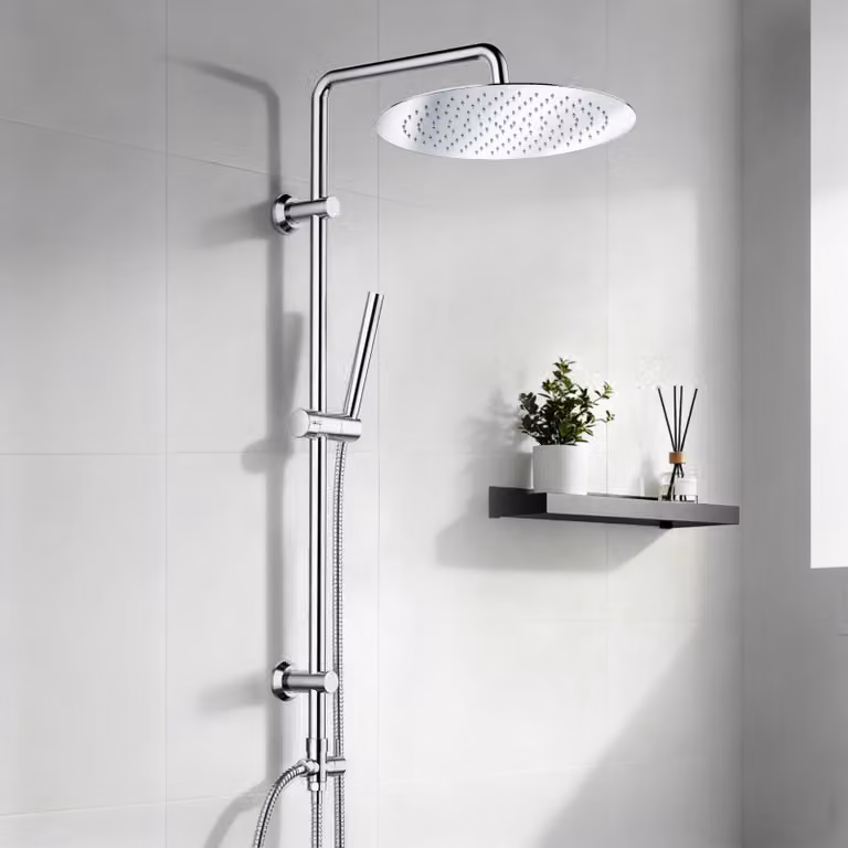 Sistema doccia in acciaio inossidabile, con doccia a pioggia da 30 cm, soffione manuale, adatto per vasca da bagno