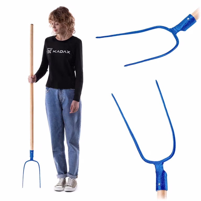Forca da fieno in acciaio KADAX, forca con manico lungo in legno, forca, forca da giardino, forca da vanga