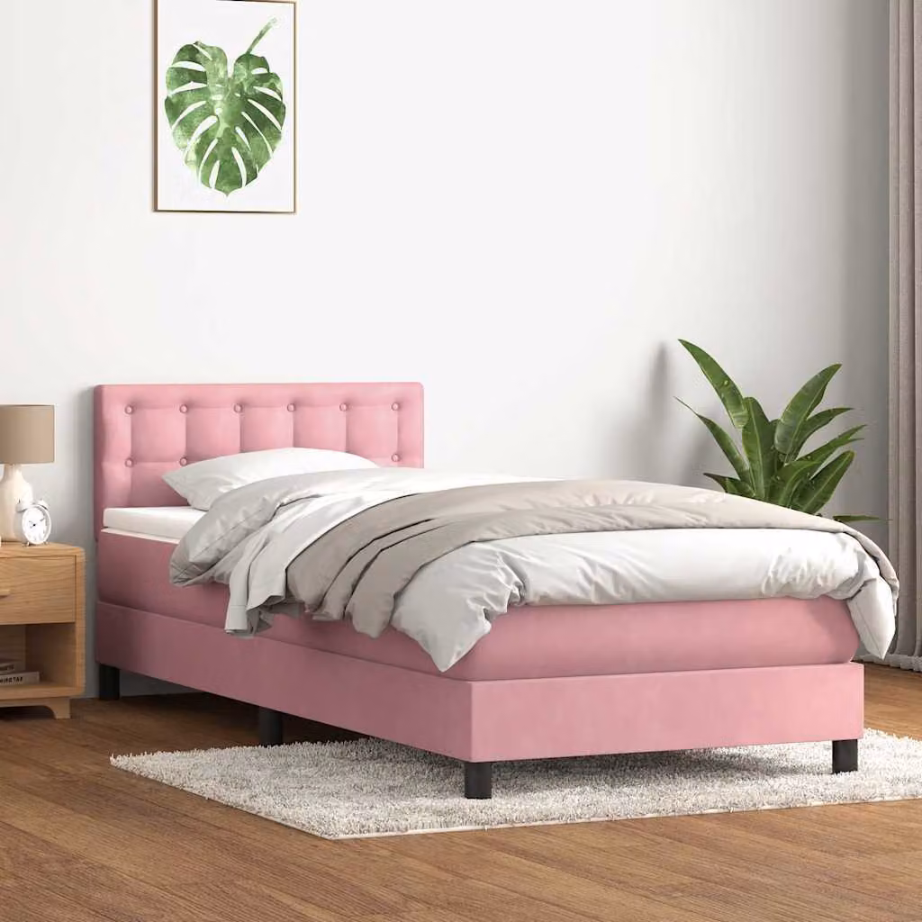 Maison Exclusive - Giroletto a Molle con Materasso Rosa 80x220 cm Velluto