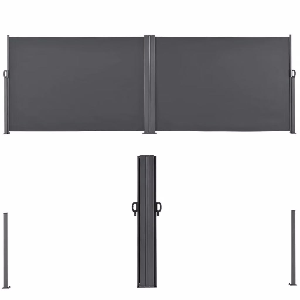 Schermo frangivista doppio parasole in metallo e poliestere grigio antracite L: 300 cm, H: 180 cm – 2