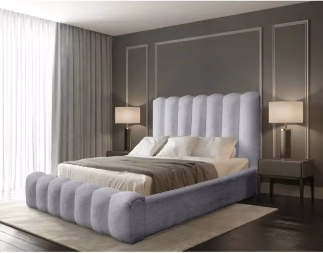 Letto contenitore BADJA Meublorama in tessuto bouclé con rete sollevabile L/P: 180 x 200 cm – 1