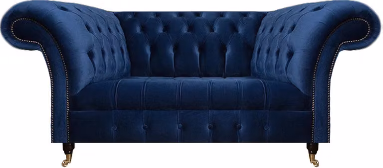 Sofa Zweisitzer Couch Polstermöbel Chesterfield Textil Blau Design