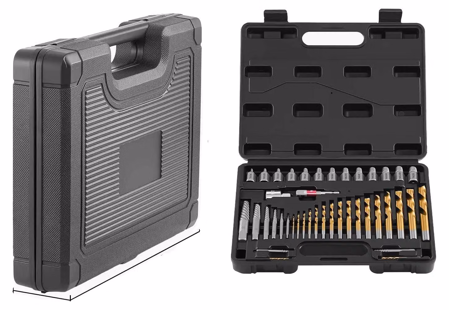 Set di estrattori per viti, versatile per viti danneggiate, completo di valigetta portaoggetti, 41 pezzi