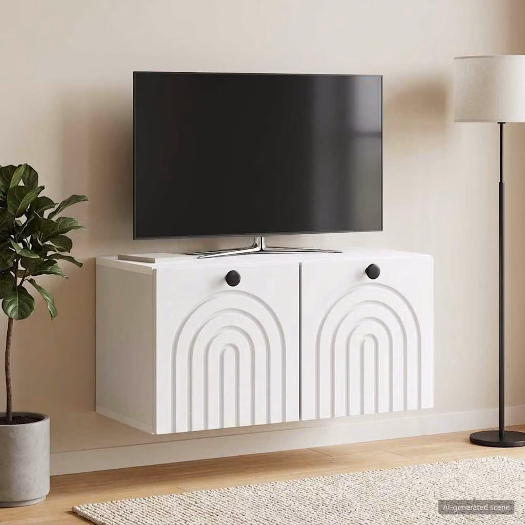 vidaXL Mobile Porta TV da Muro Bianco L: 59,5 cm, P: 31 cm, H: 30 cm