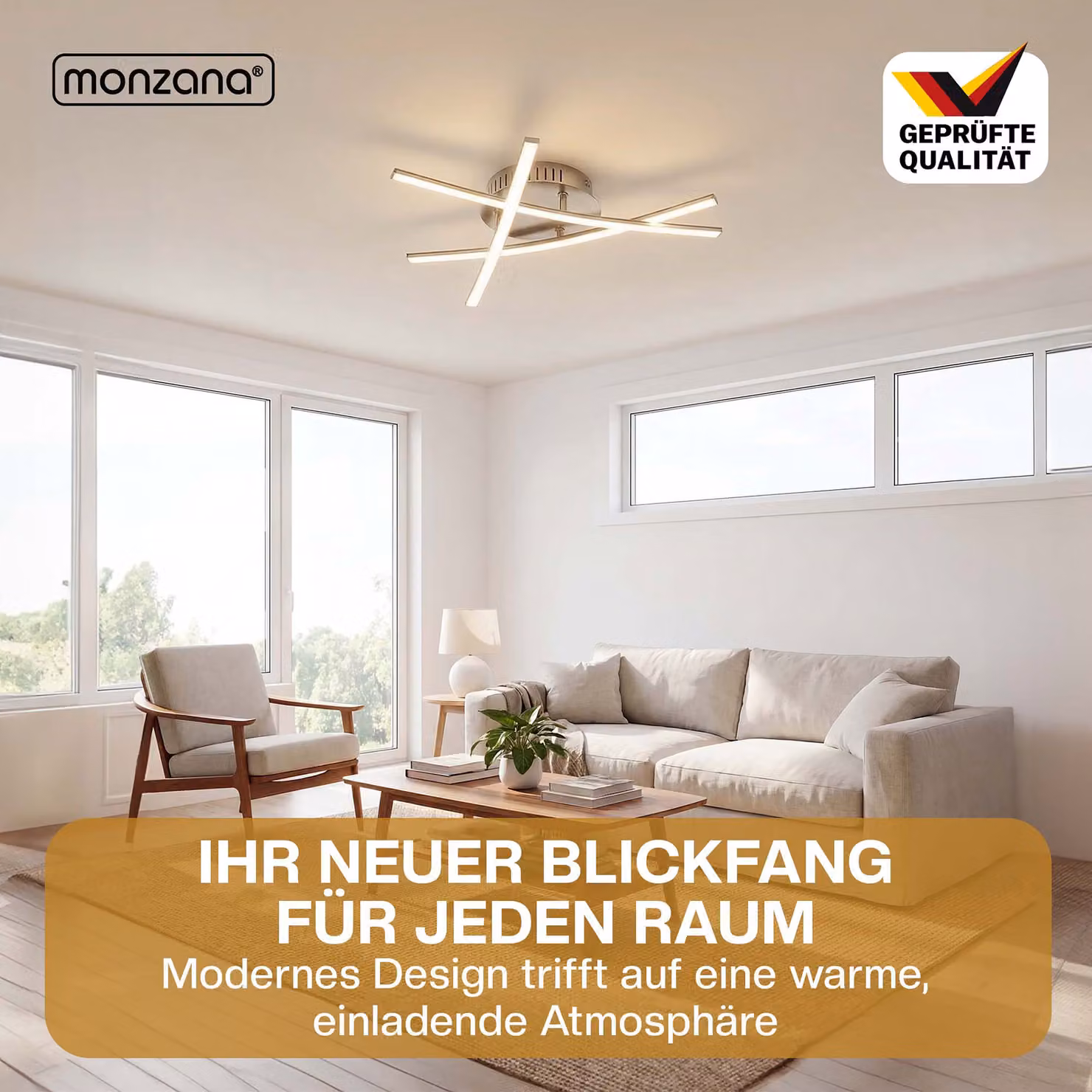 Plafoniera LED Trekant Monzana bianca e argento, design moderno quadrato, L 45 cm x P 45 cm x H 9 cm – 2