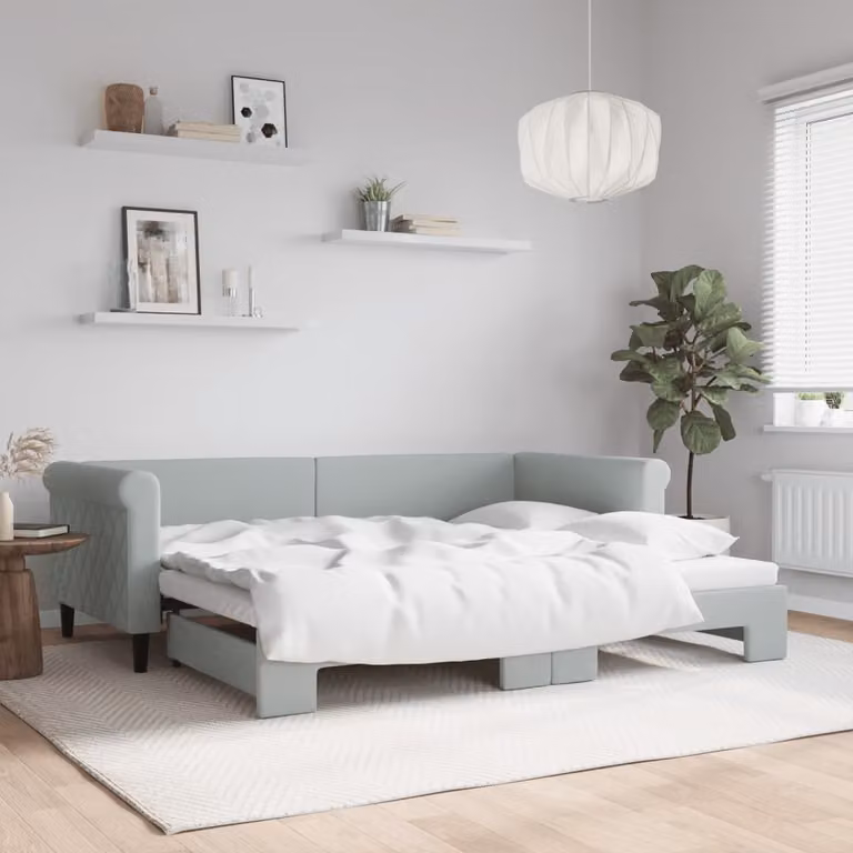 Divano Letto con Letto Estraibile vidaXL in Velluto Grigio Chiaro per Soggiorno e Camera da Letto L/P/H: 229 x 68 x 90 cm