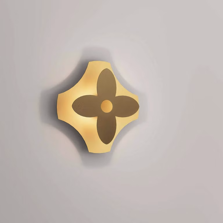 OLEV Applique da parete di design Ornato Flower, dimmerabile, Ottone / Oro, Soggiorno / Sala da pranzo, Alluminio, Design, Applique