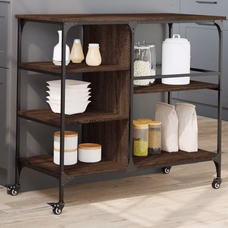 Carrello da cucina vidaXL in stile industriale, Rovere Marrone, L 100 cm x P 45 cm x H 89,5 cm