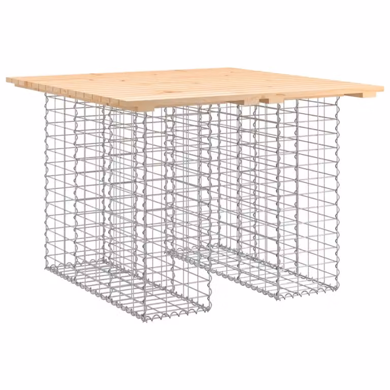 Tavolo da giardino in gabbione design 100x102x72 cm in legno massello di pino