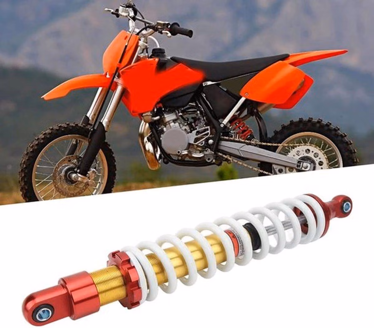 Ammortizzatore da 420 mm - Smorzamento regolabile - Adatto per motori da 150cc a 250cc - Realizzato in lega di acciaio - Molla di alta qualità - Utilizzo universale - Sospensione
