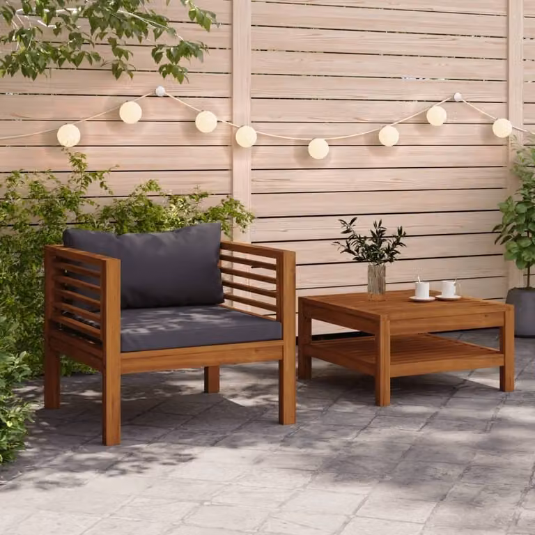 Maison Exclusive - Set da giardino composto da 2 pezzi con cuscini grigio scuro e struttura in legno di acacia