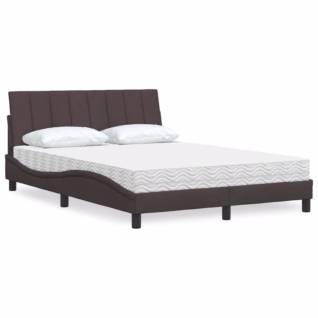 Letto con Materasso Hanko vidaXL in Tessuto Marrone e Bianco L 120 cm x P 200 cm – 1