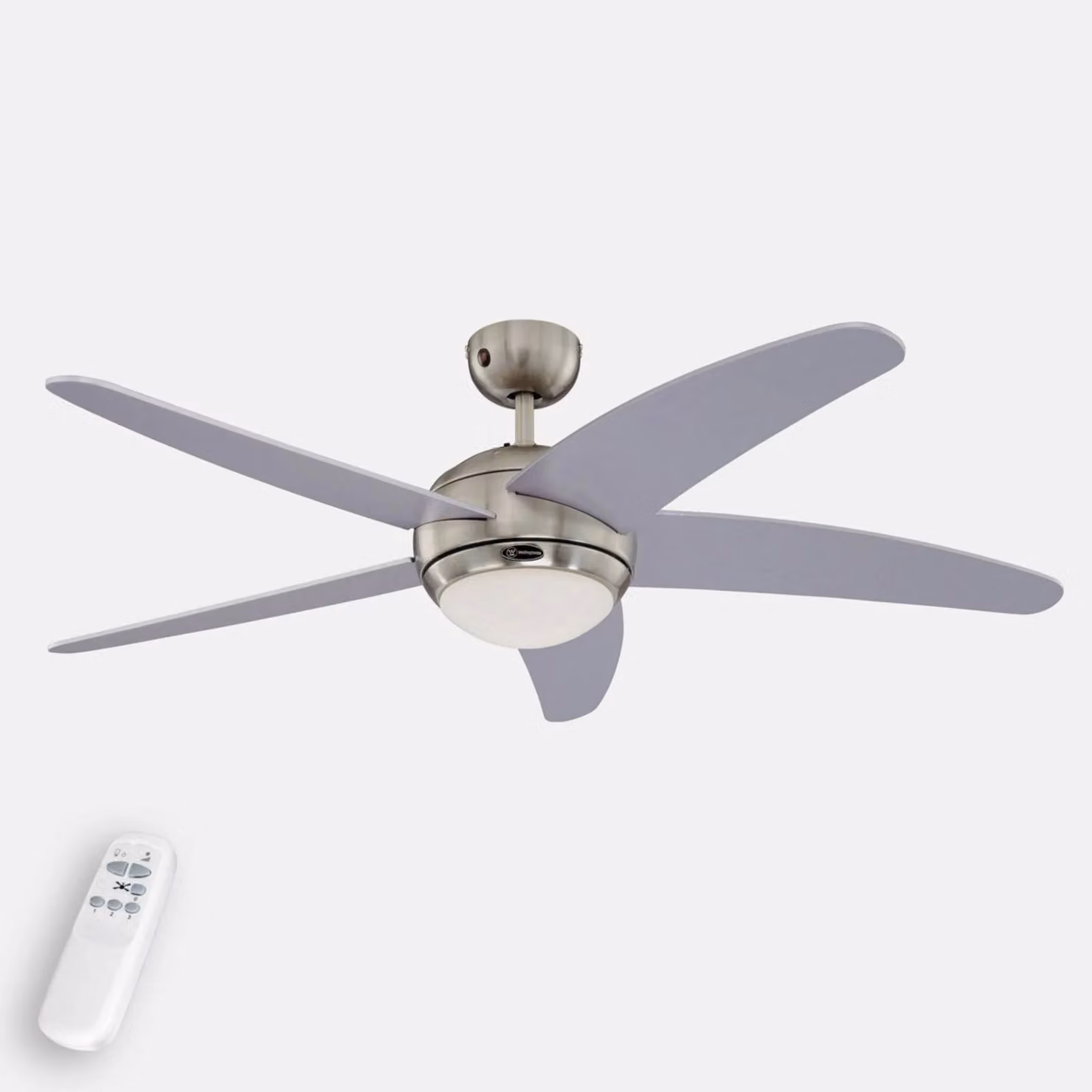 Westinghouse Ventilatore da soffitto con luce Bendan, argento Bendan, Alluminio / Grigio / Zincato, Soggiorno / Sala da pranzo, Legno, Moderno