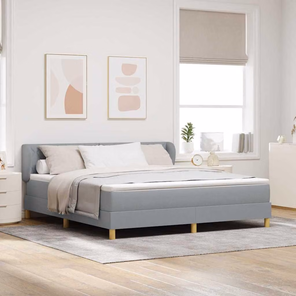 Maison Exclusive - Letto boxspring con testiera grigio chiaro 180 x 200 cm in tessuto