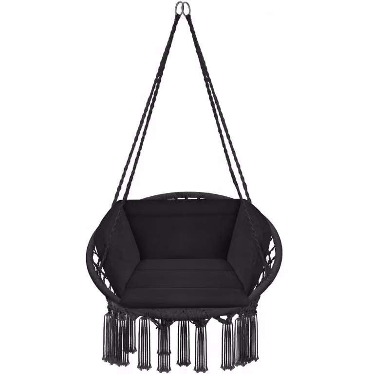 Poltrona sospesa a uovo Grazia tectake con cuscini, colore nero, H 125 cm x L 80 cm x P 72 cm