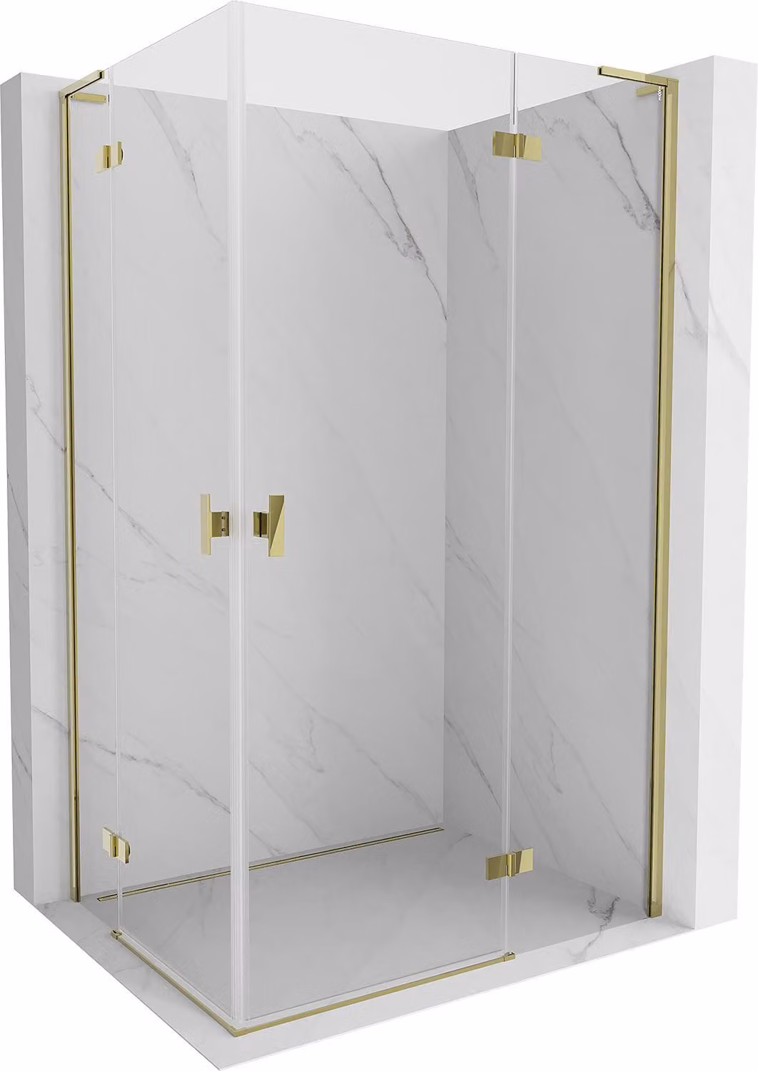 Mexen Mist-H L Duo cabina doccia battente destra 100 x 120 cm, trasparente, oro - 8A5L-100L-120P-50-00