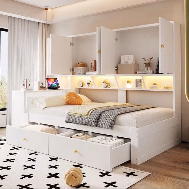letto multifunzione mdf bianco 90 x 200 cm