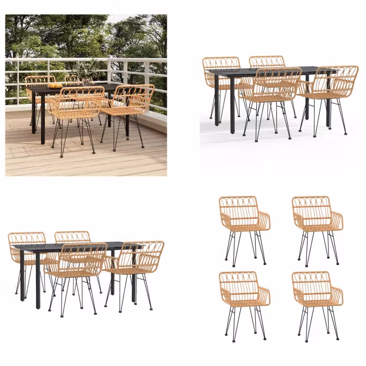 vidaXL set da pranzo da giardino 5 pezzi in poly rattan - set da pranzo da giardino - set da pranzo da terrazza - set da pranzo da esterno