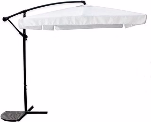 Trade Shop - Ombrellone Laterale Da Giardino Protezione Sole 2x3mt Impermeabile Bianco Con Base 223213 -