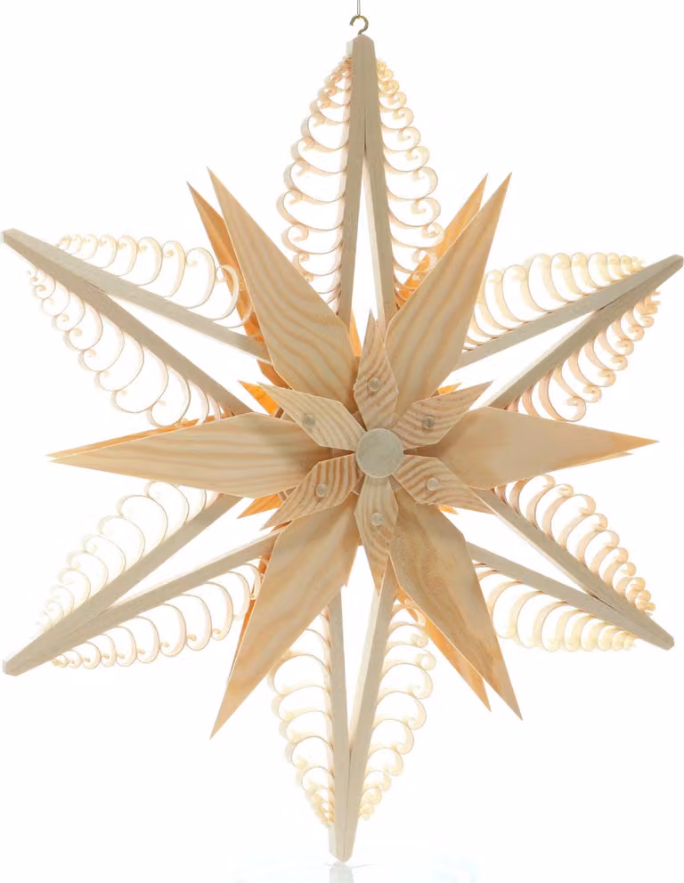 Ornamento per finestra con stella di pino grande e piccola (entrambi i lati) LxHxP=33x33x4cm NUOVO