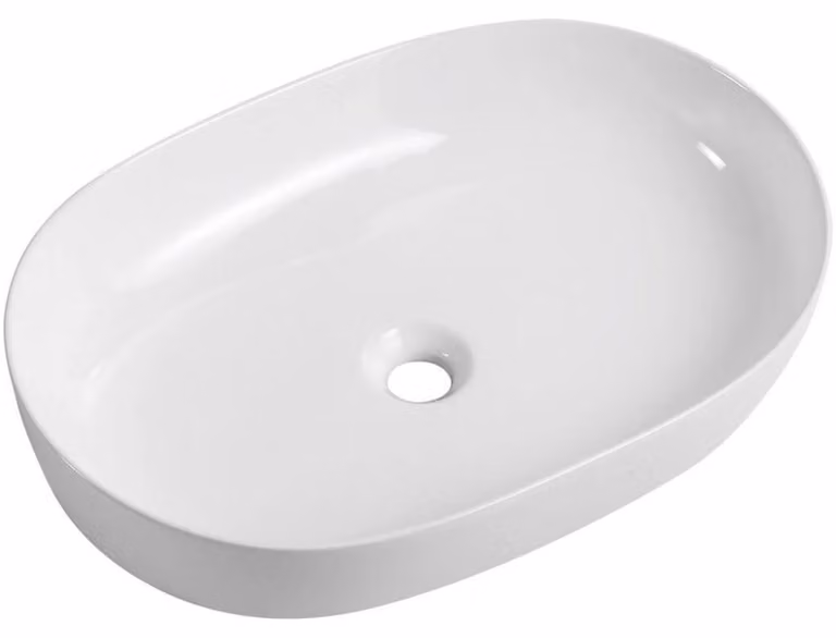 CERANO - Lavabo in Vetroceramica Nicole - da appoggio - bianco lucido - 60x42 cm