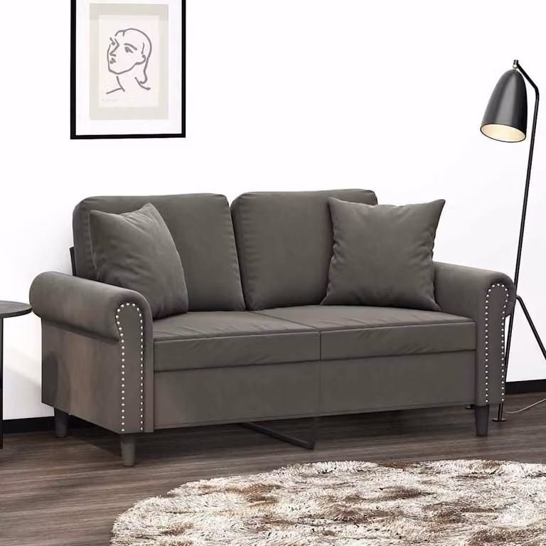 Set di 2 cuscini decorativi quadrati vidaXL in velluto grigio, 40 x 40 cm