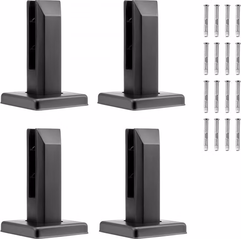 Set di 4 morsetti per vetro - Supporto quadrato per vetro da 0,31"-0,47" - Fissaggio del vetro nero - Ideale per balconi e terrazze