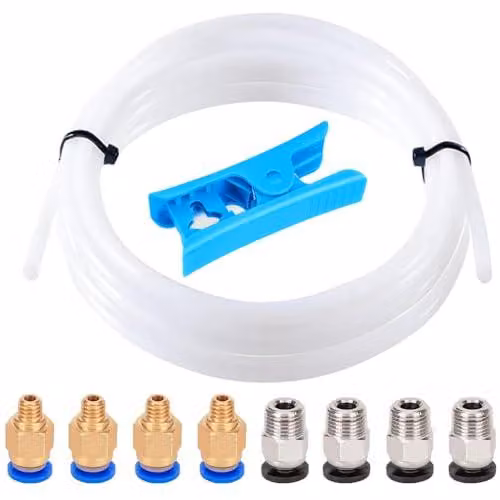 Tubo in PTFE (Teflon) - Tubo per aria compressa di alta qualità, lunghezza 10 metri, con connettori PC4-M6 e PC4-M10 - Codice prodotto: A6196