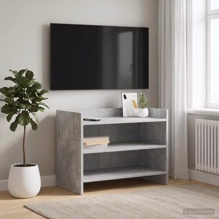 Mobile TV moderno vidaXL in legno ingegnerizzato e MDF, Grigio Cemento, L 60 cm x P 33 cm x H 47 cm