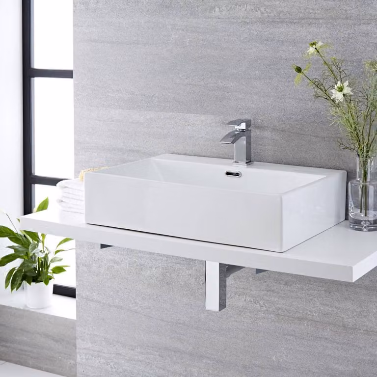 Lavabo Appoggio Rettangolare Bianco 145x600mm - Sandford