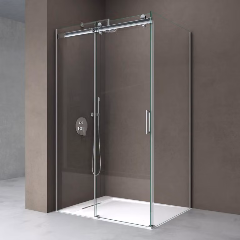 doporro Box Doccia 100x110x195 cm in Vetro Temperato Trasparente 8 mm Porta Scorrevole con Maniglie e Profili Cromati, Trattamento Anticalcare Easy Clean - Ravenna17K