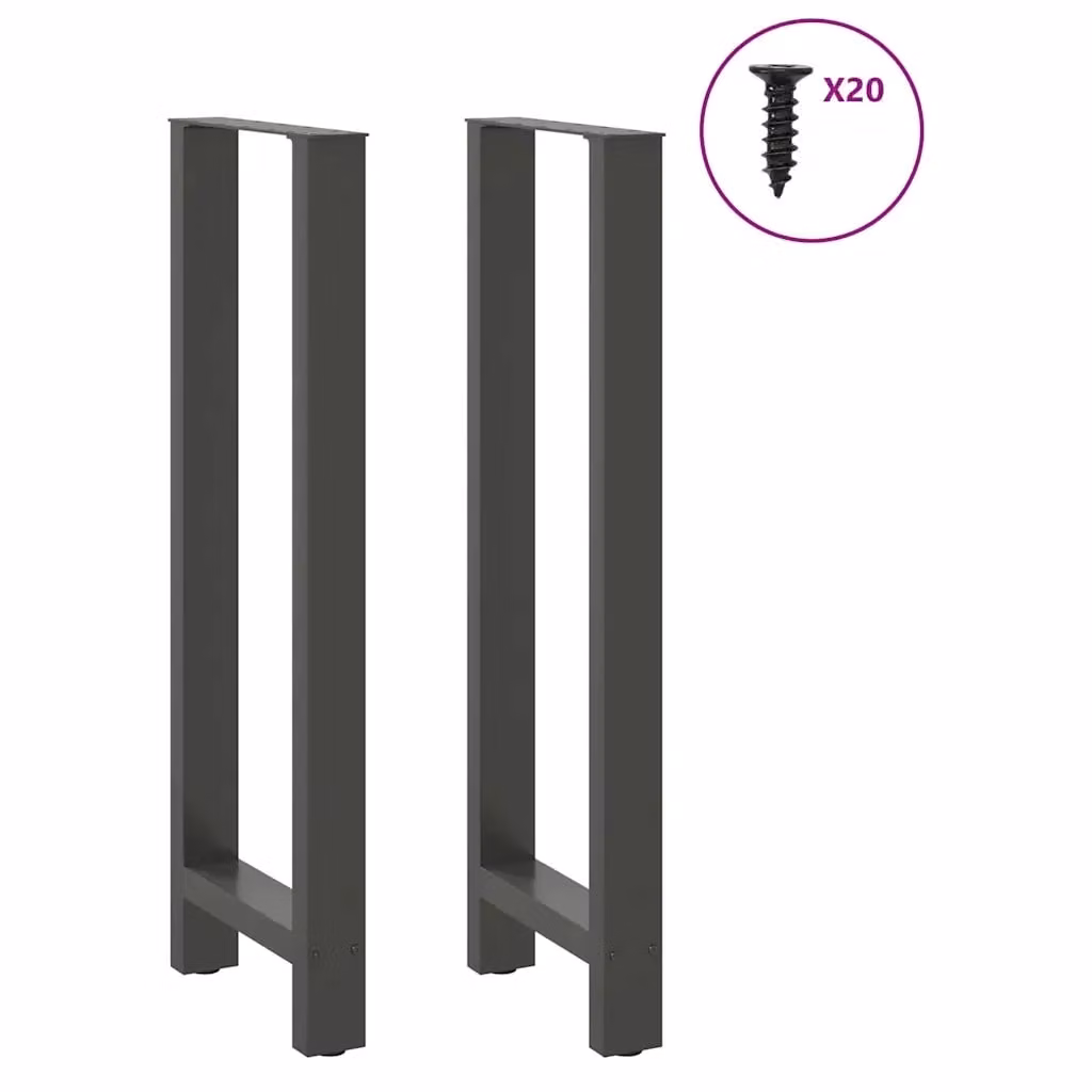 Coppia di gambe per tavolo da bar vidaXL in metallo color antracite opaco, H: 111 cm, L: 40 cm