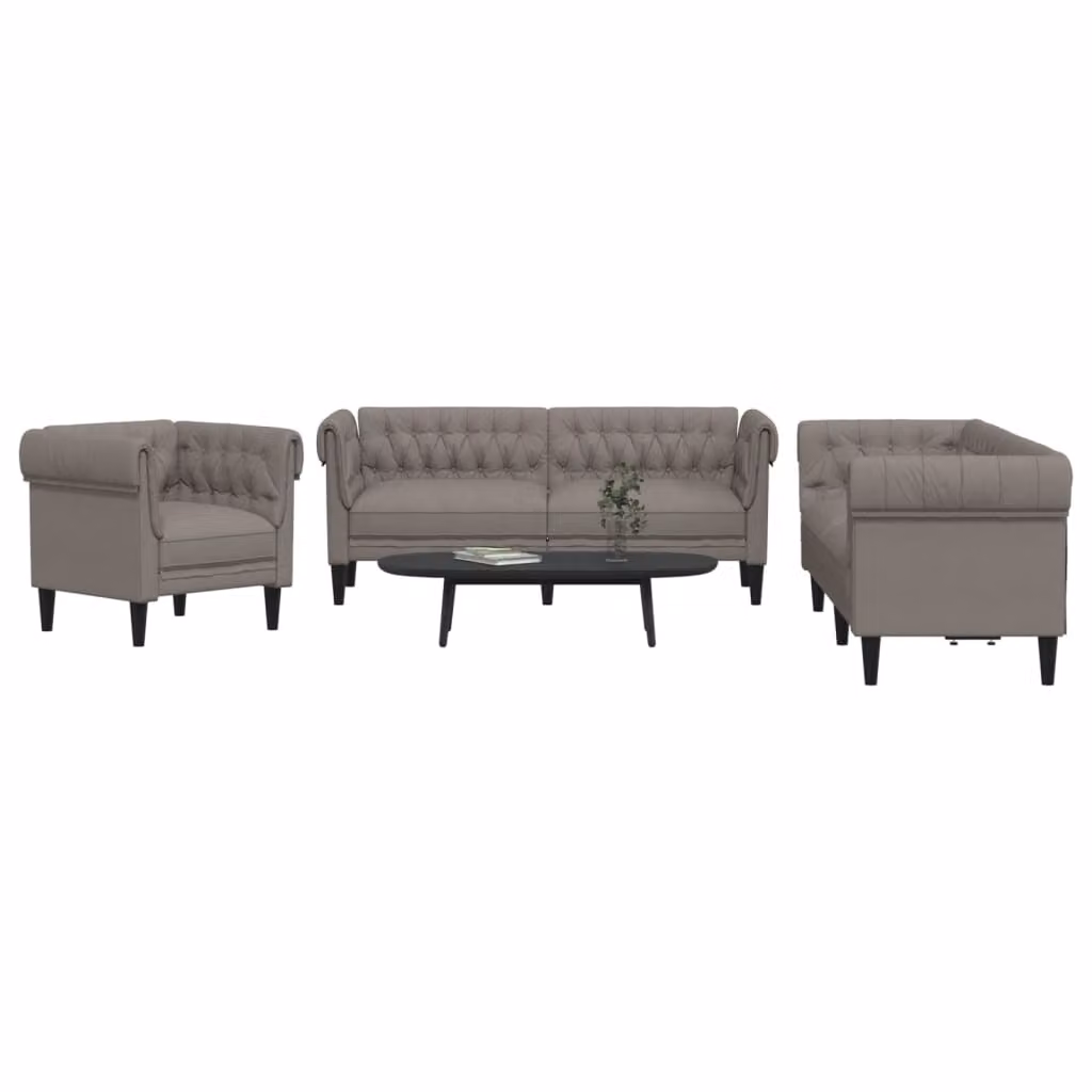 Set di 3 divani moderni vidaXL in tessuto beige e grigio con cuscini inclusi per il tuo soggiorno – 1