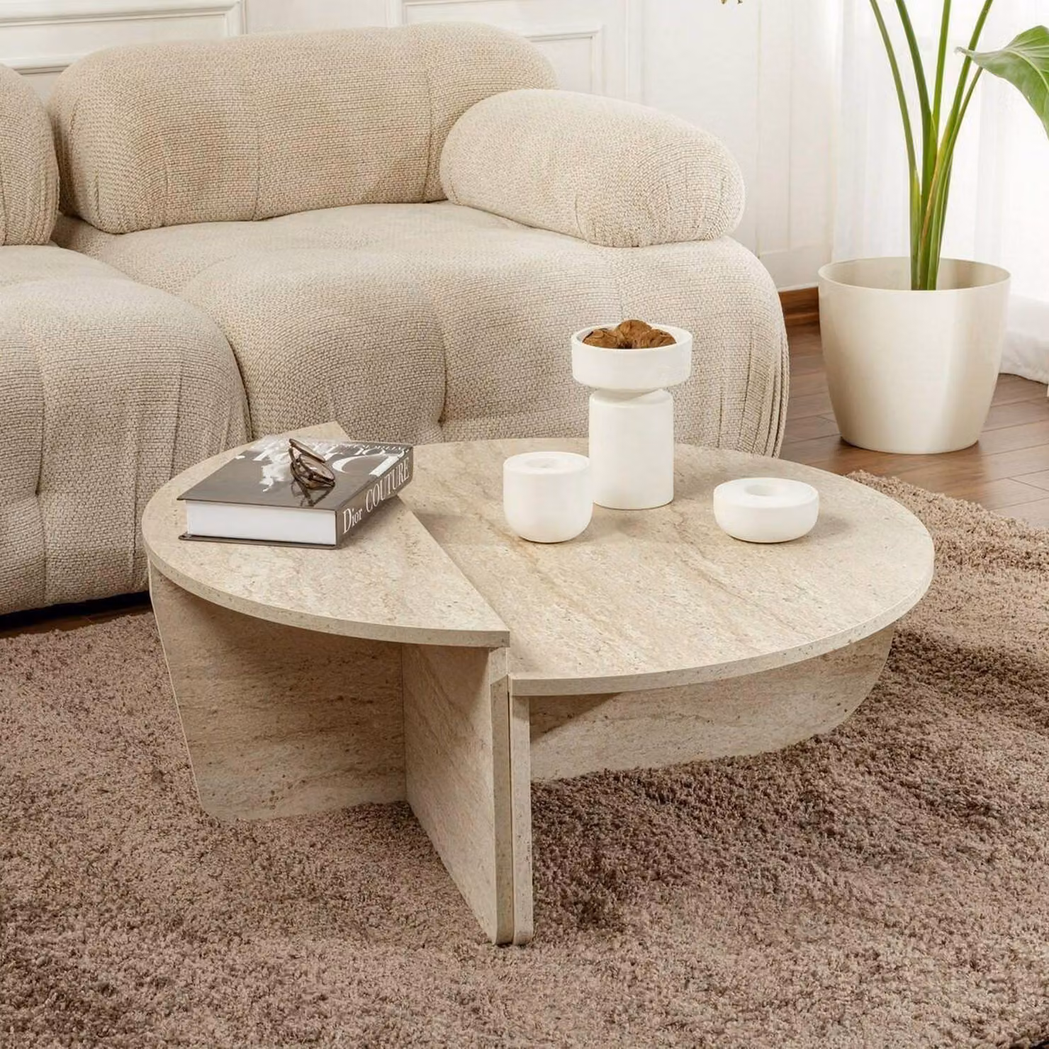 Dmora Tavolino da Salotto Feyre 60x90x35h cm Beige, Peso Massimo Supportato 15 kg Forma Rettangolare