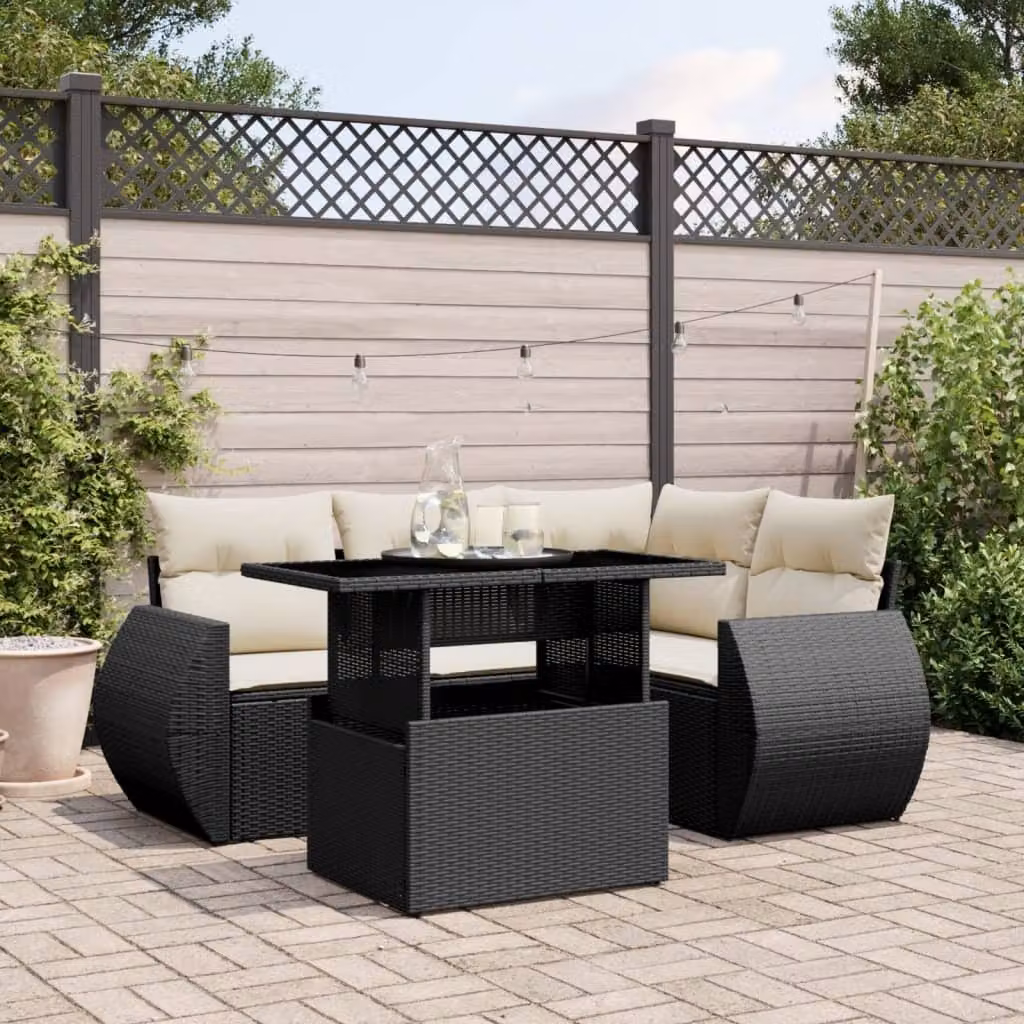 Maison Exclusive - Set Divani da Giardino 5 pz con Cuscini in Polyrattan Nero