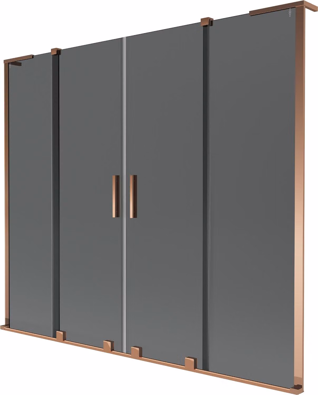 Mexen Velar L Duo paratia per vasca da bagno a 2 pannelli scorrevoli 180 x 150 cm, grafite, oro rosa - 896-180-003-42-60