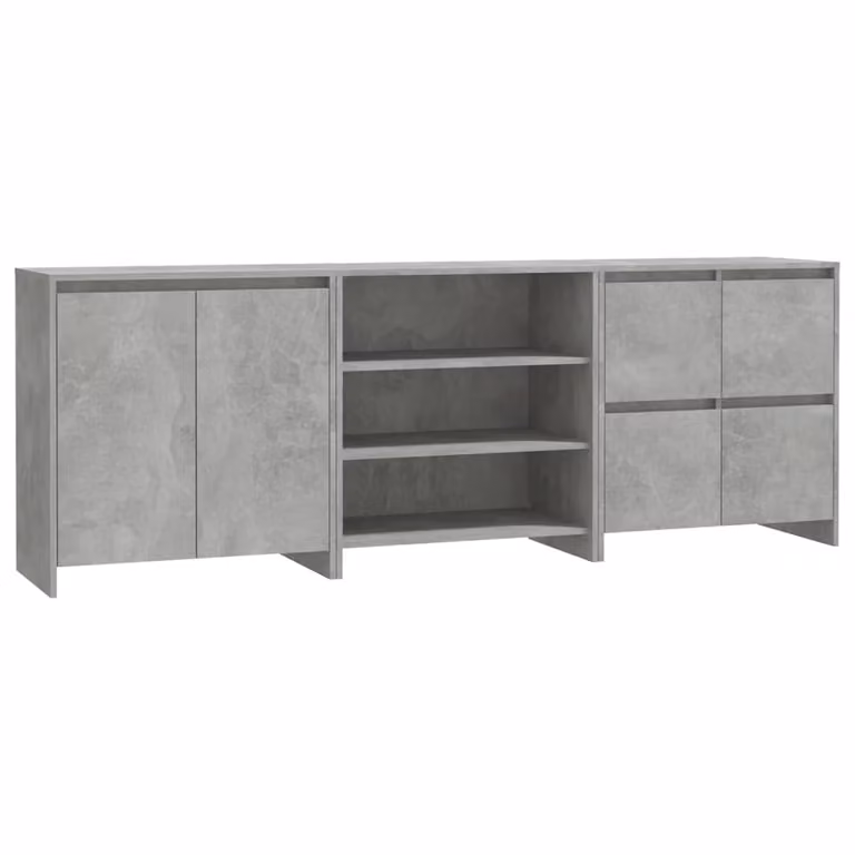 Credenze 3 pz Grigio Cemento in Legno Multistrato
