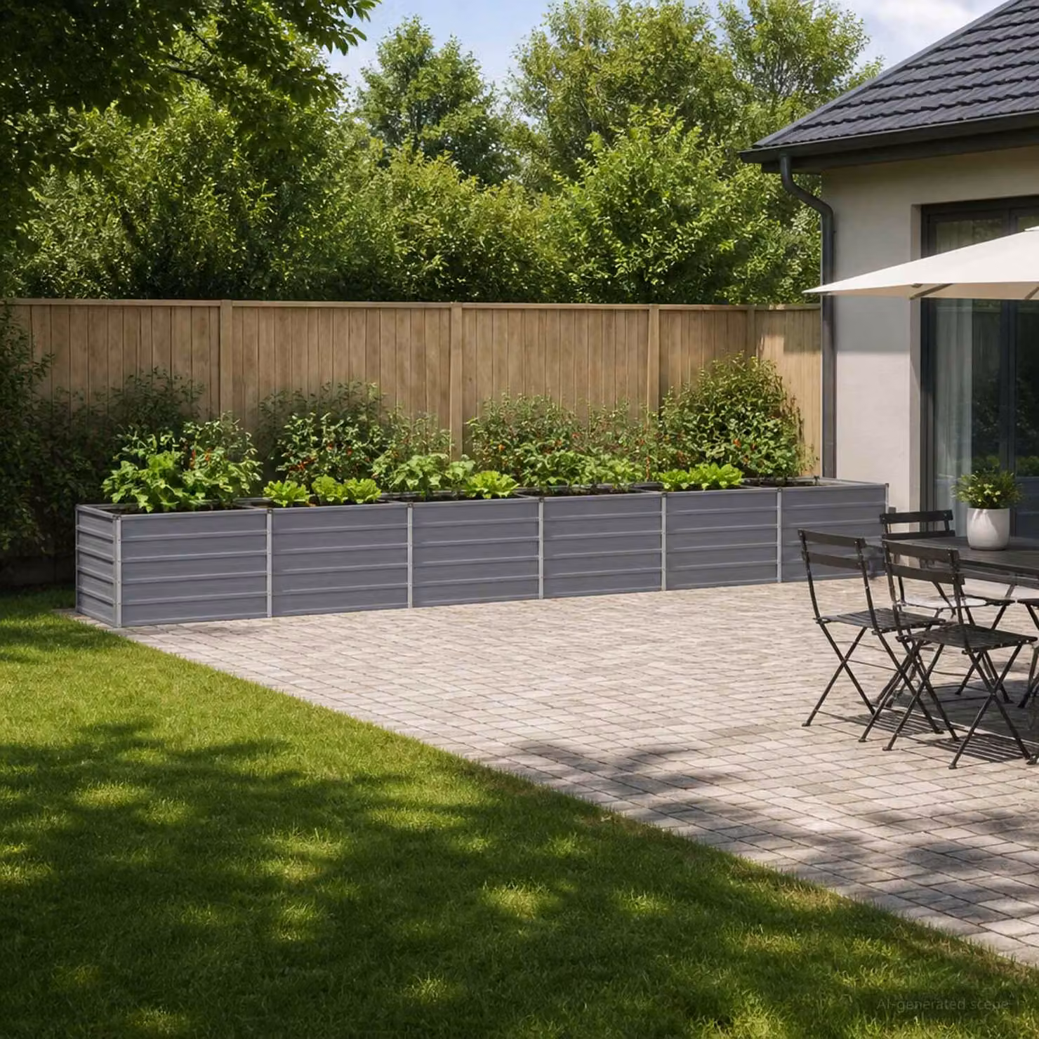 Letto rialzato da giardino vidaXL in metallo Corten Grigio L: 480 cm, P: 80 cm, H: 55 cm