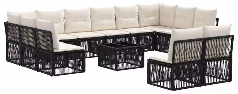 Set Divano da Giardino 13 pcs Nero polyrattan