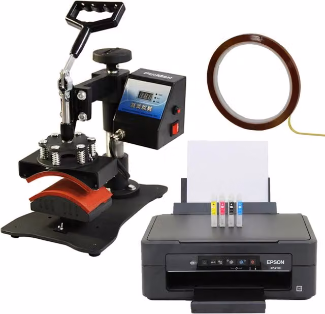 Kit per sublimazione PixMax con stampante Epson e pressa per cappellini nera