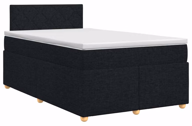 Letto a molle con materasso nero 120 x 190 cm in tessuto