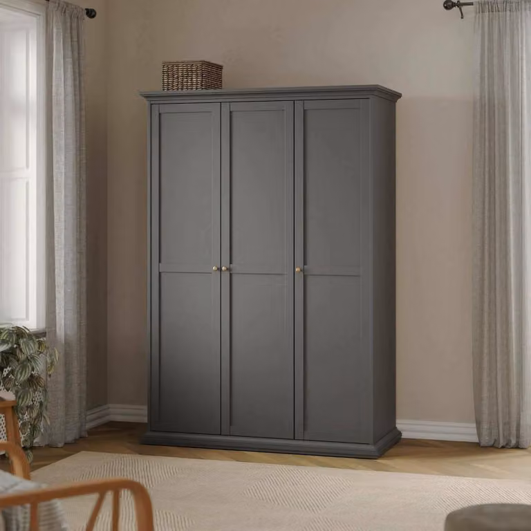 Dmora Guardaroba 3 Ante Dolor 60.5x138.8 cm Grigio, Appendiabiti 3 Ante