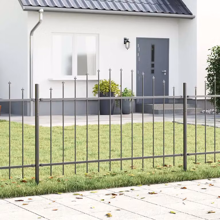Set di 6 recinzioni per giardino vidaXL WOERDEN in acciaio e alluminio verniciati a polvere, colore grigio, H: 170 cm, L: 140 cm