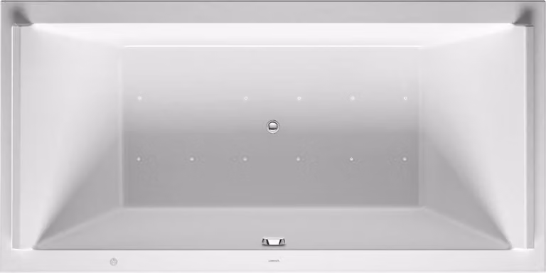 Duravit Starck Bains à remous, version à encastrer, double dos inclinés, bâti-support, garniture de vidage et de trop-plein chrome, Air-System, 2000x1000mm, 760341000AS0000, 760341000AS0000
