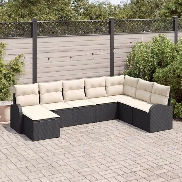 Set Divano da Giardino 8 pz Nero 3346157
