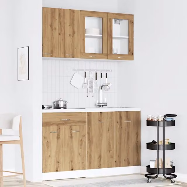 Set di Mobili da Cucina 4 pz-Armadietto Cucina Lyon Rovere Artigianale Truciolato