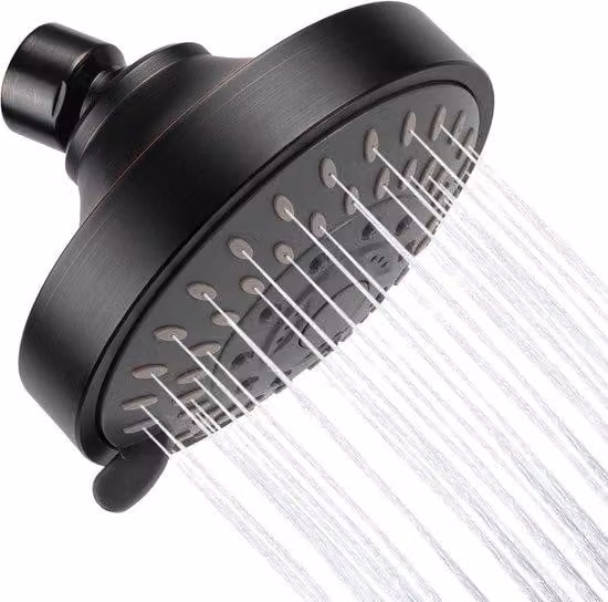 Soffione per docce rilassanti, soffione in ottone a 5 posizioni, 10,2 cm, getto d'acqua potente anche a bassa pressione
