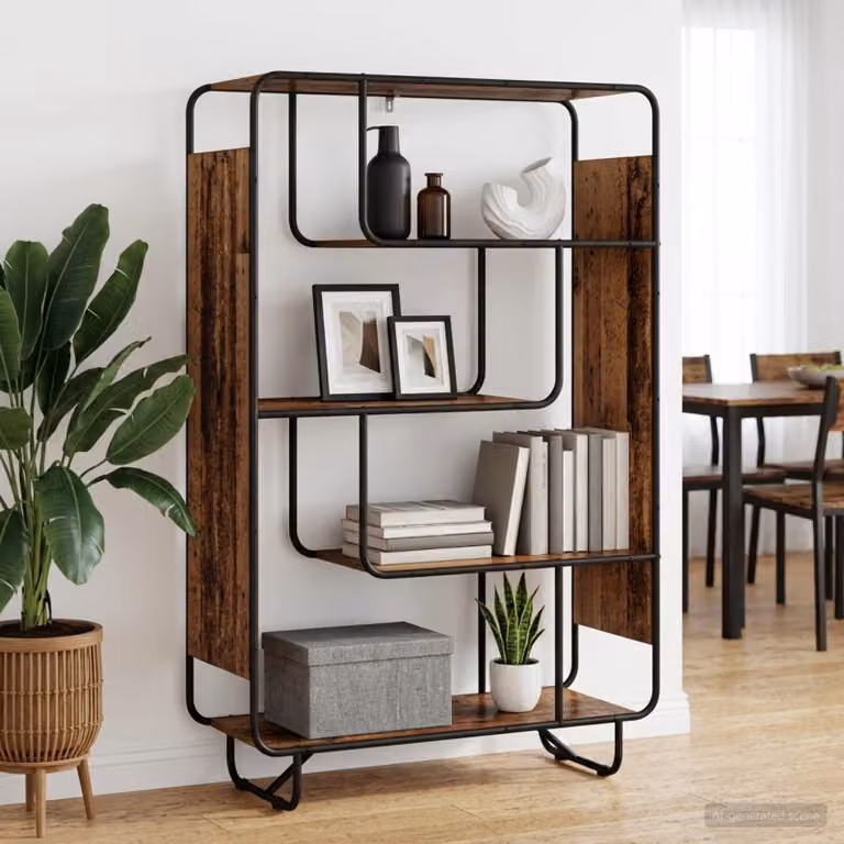 Credenza in stile industriale vidaXL in legno e metallo, colore marrone, L: 93.5 cm, P: 37.5 cm, H: 144 cm