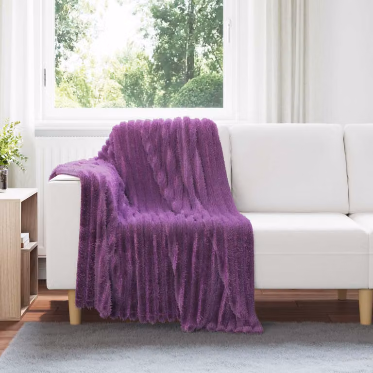 Set di 6 coperte in pile vidaXL viola L 150 cm x P 130 cm