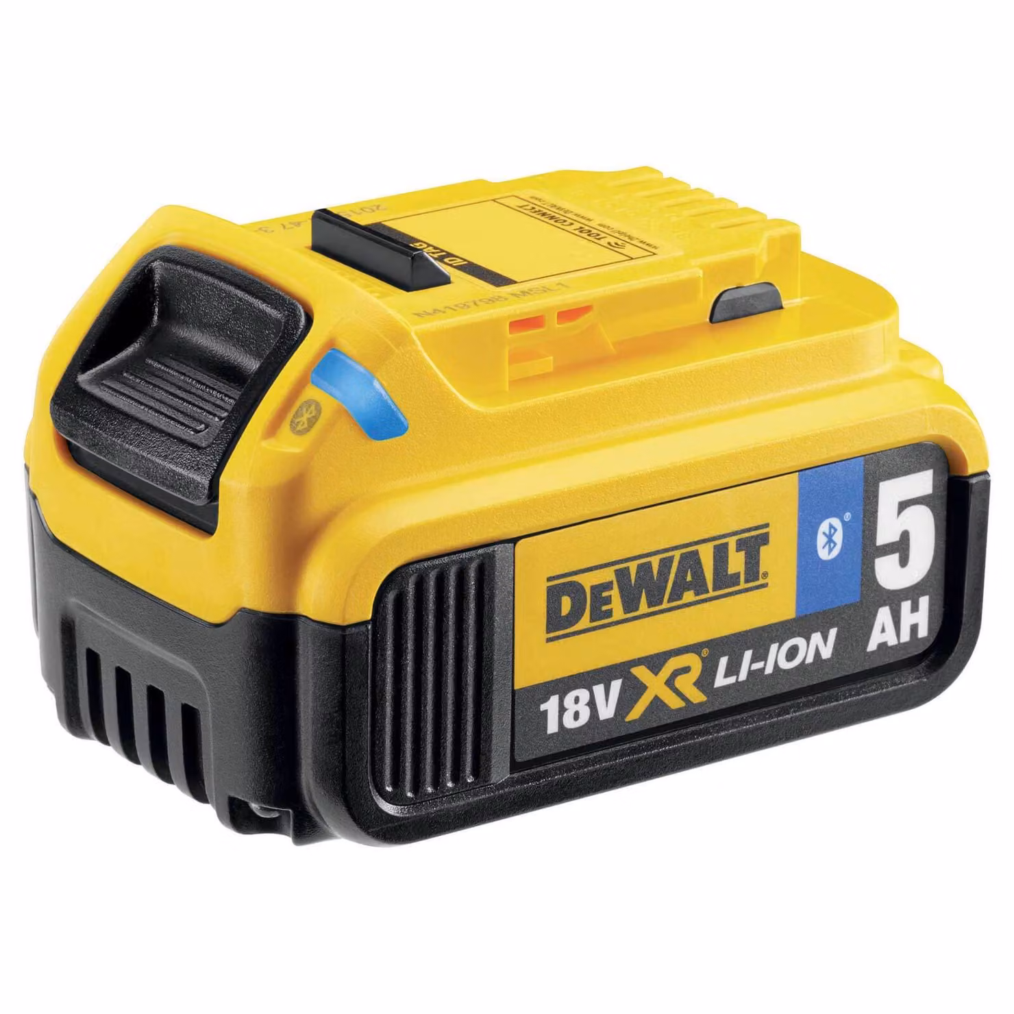 Batteria di ricambio DeWALT DCB184B-XJ - Batteria Bluetooth 18 V / 5 Ah Li-Ion XR - robusta batteria scorrevole per ogni applicazione di cantiere